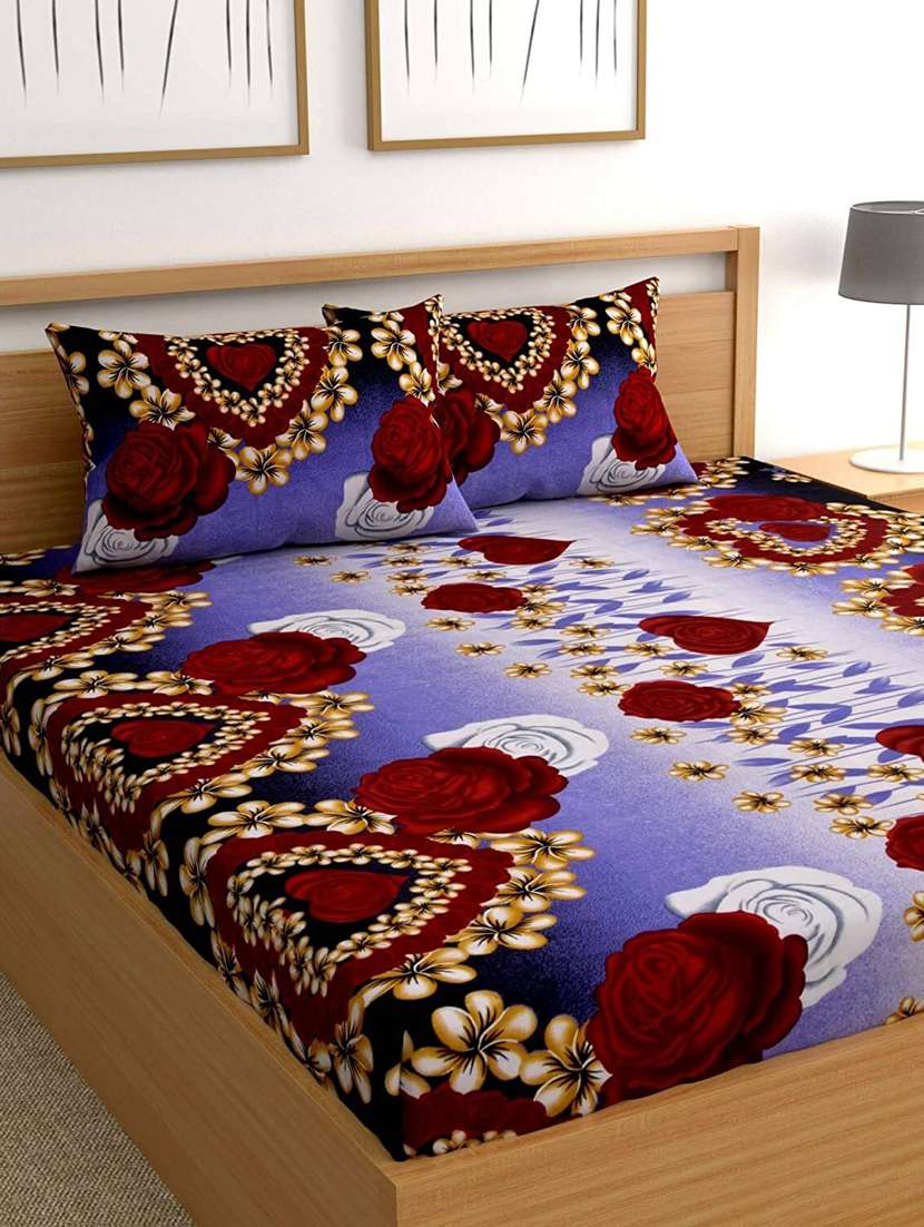 printed bed sheet with pillow cover