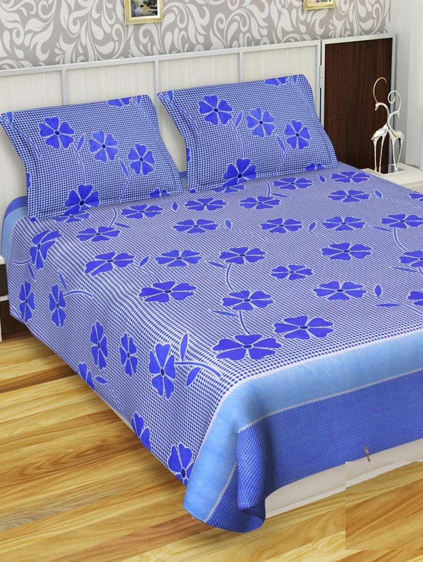printed bed sheet with pillow cover
