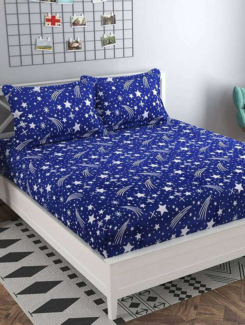 printed bed sheet with pillow cover