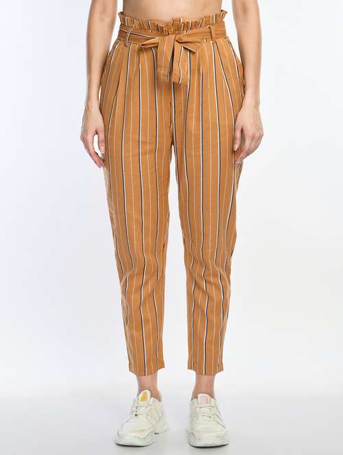 women striped high rise trouser - 19491436 -  Standard Image - 0