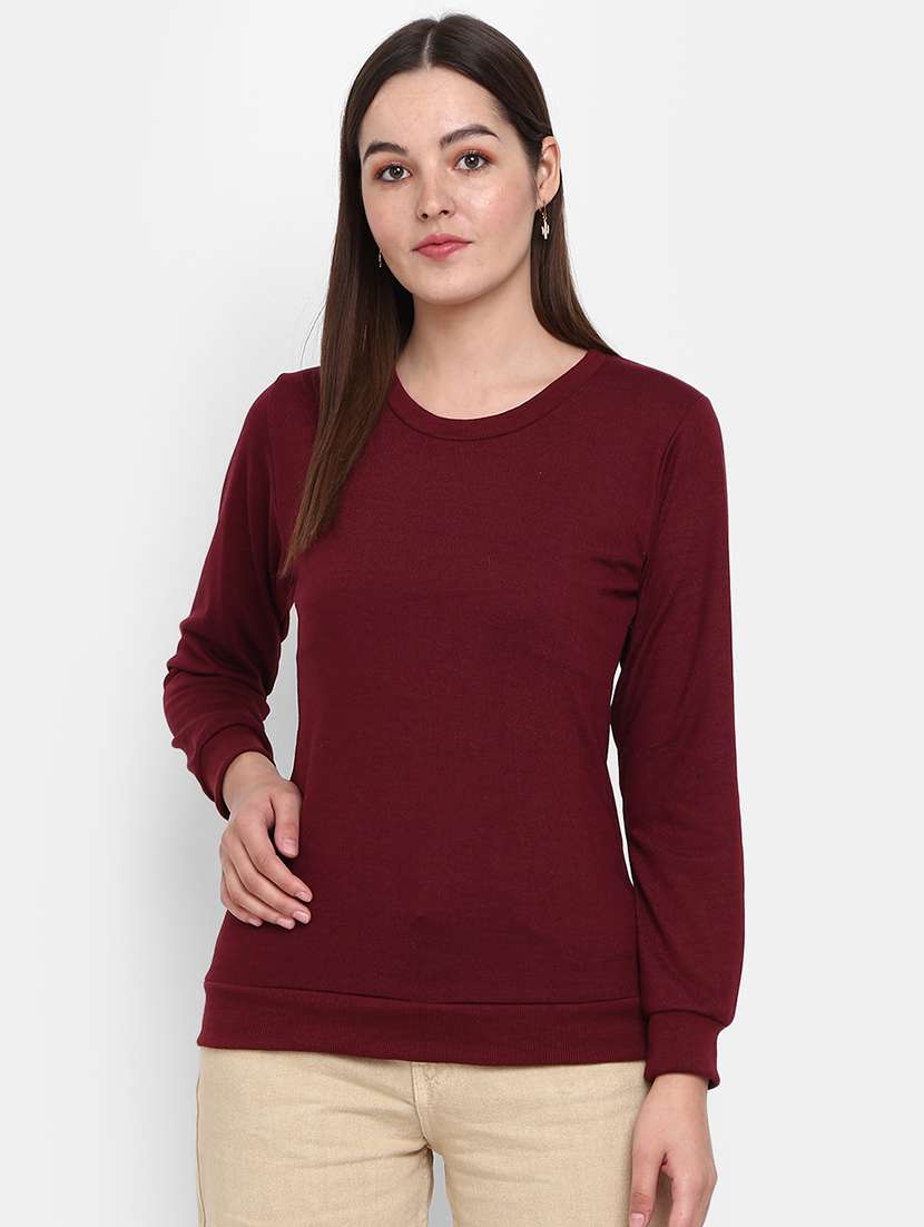 maroon cotton regular pullover