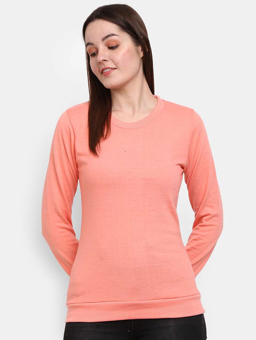 solid pink cotton regular pullover