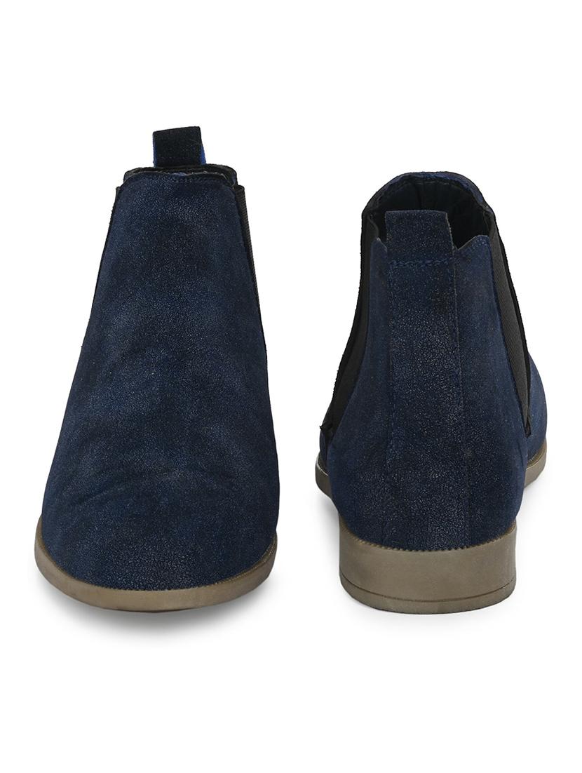 blue suede slip on boots - 19492420 - Standard Image - 4
