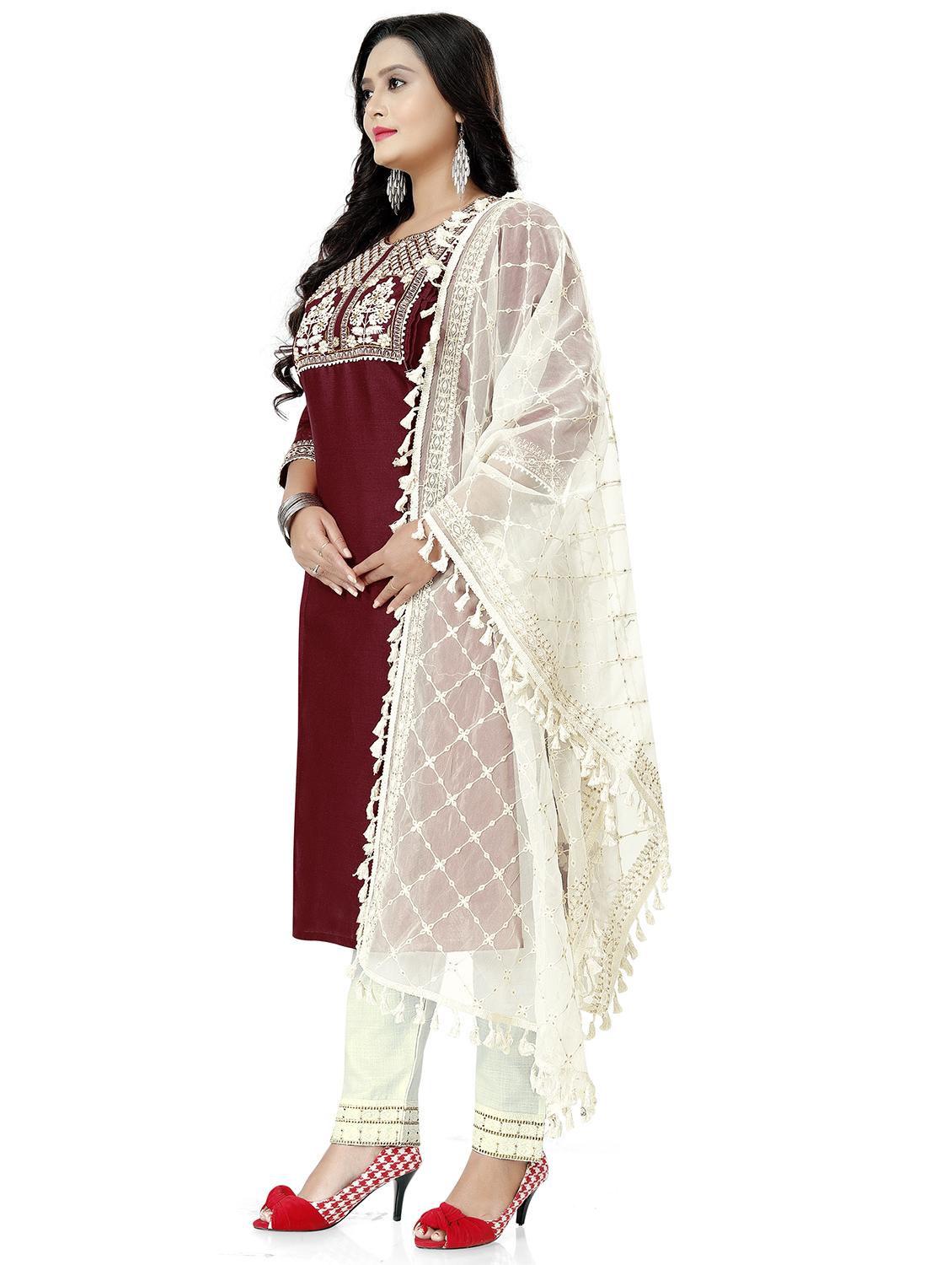 red embroidered suit set - 19492628 - Standard Image - 1