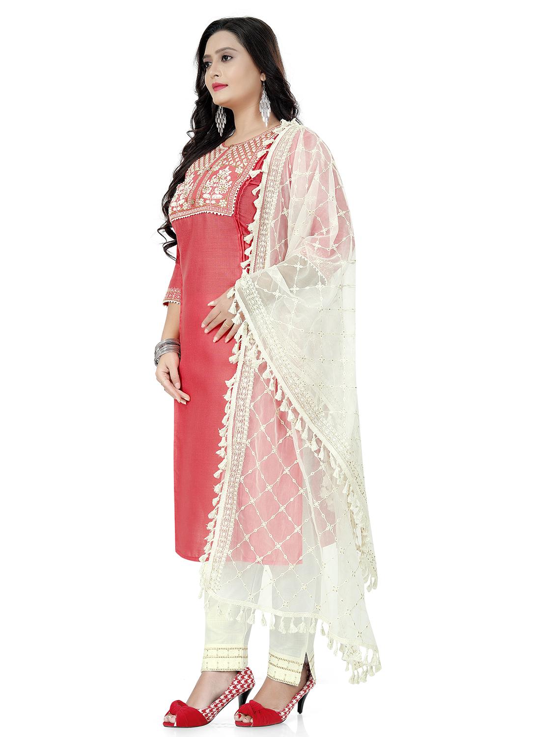 peach embroidered suit set - 19492630 - Standard Image - 1