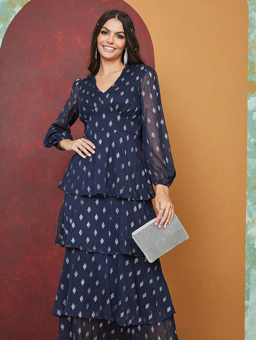 aztec print tiered maxi dress - 19492710 - Standard Image - 1
