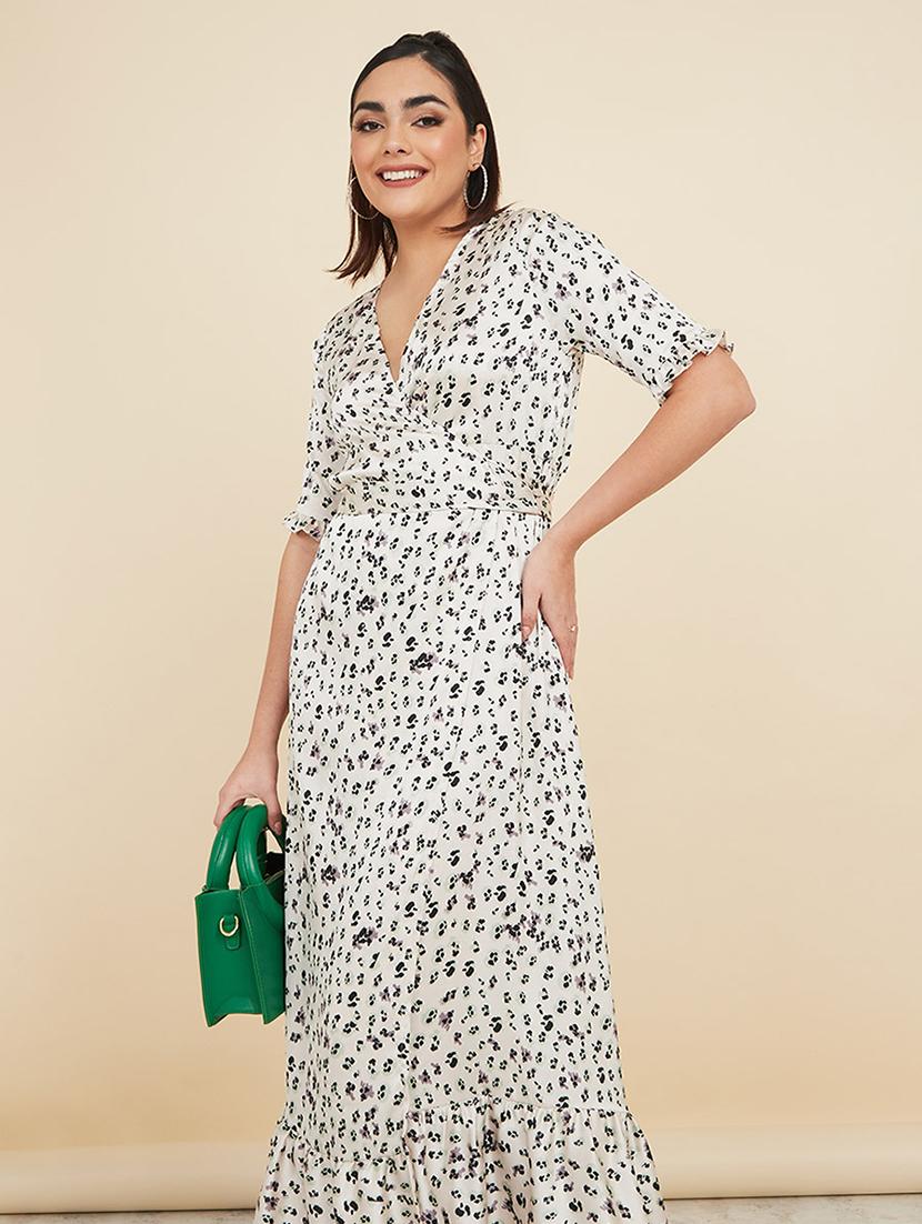 floral print satin wrap maxi dress - 19492736 - Standard Image - 1