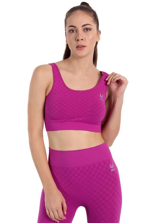 pink nylon sports bra