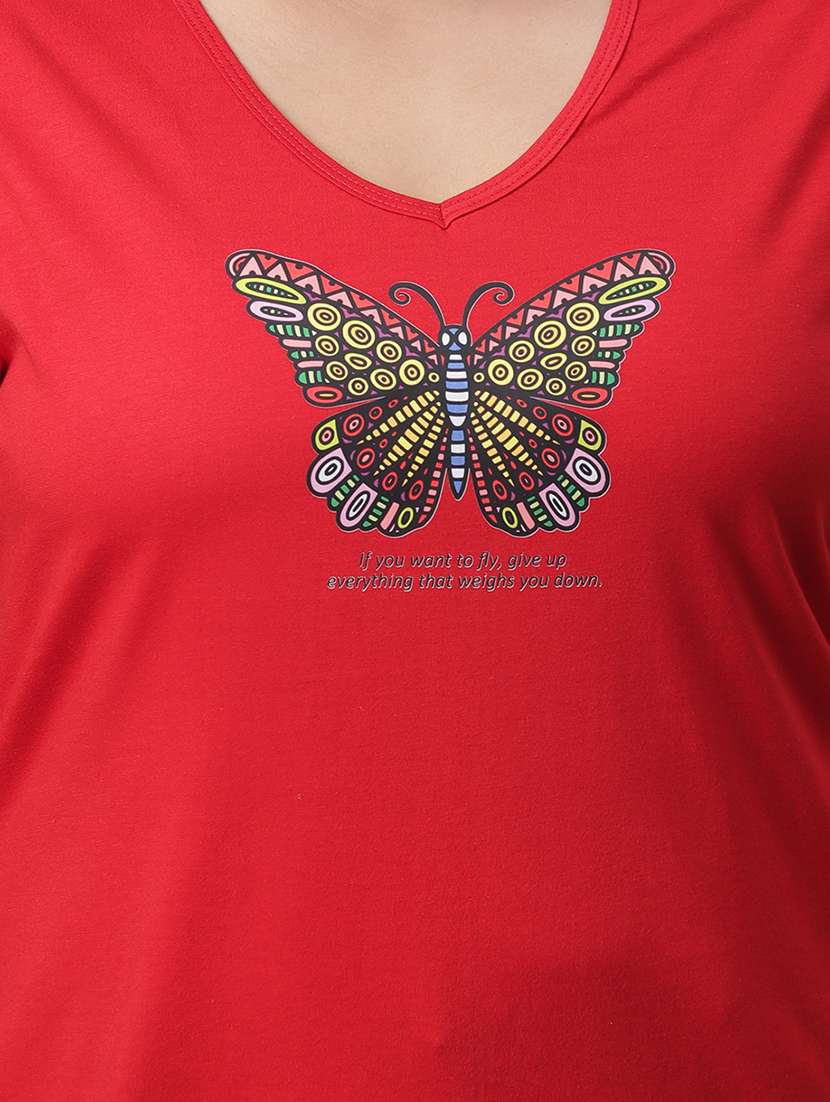 women's chest print v neck t-shirt - 19492981 -  Standard Image - 4