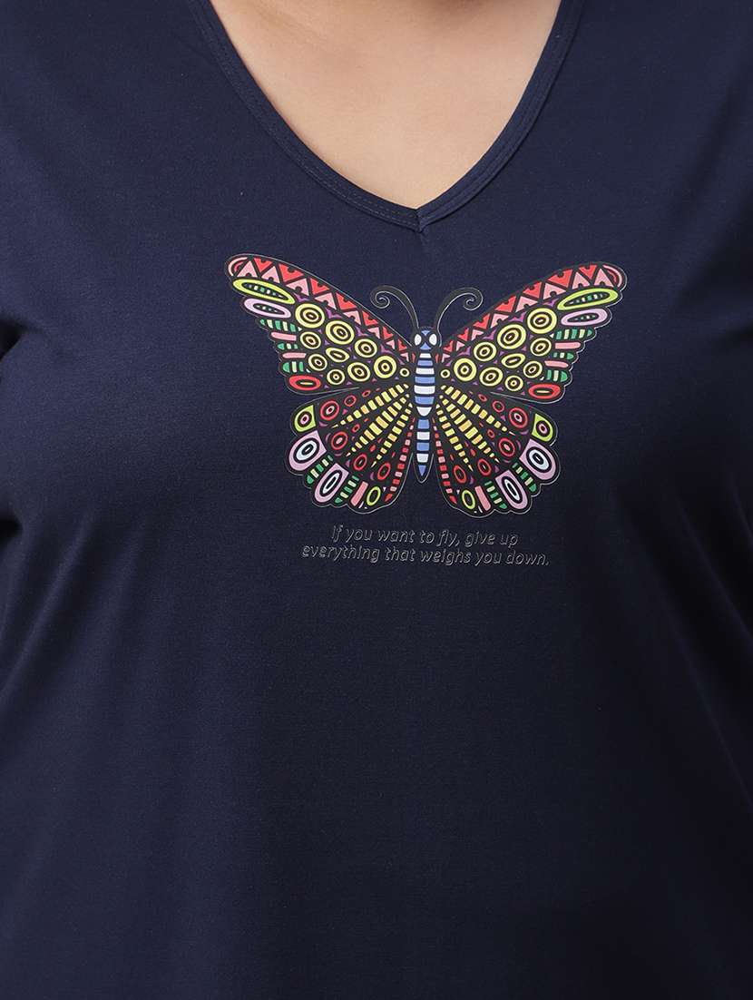 women's chest print v neck t-shirt - 19492984 -  Standard Image - 4