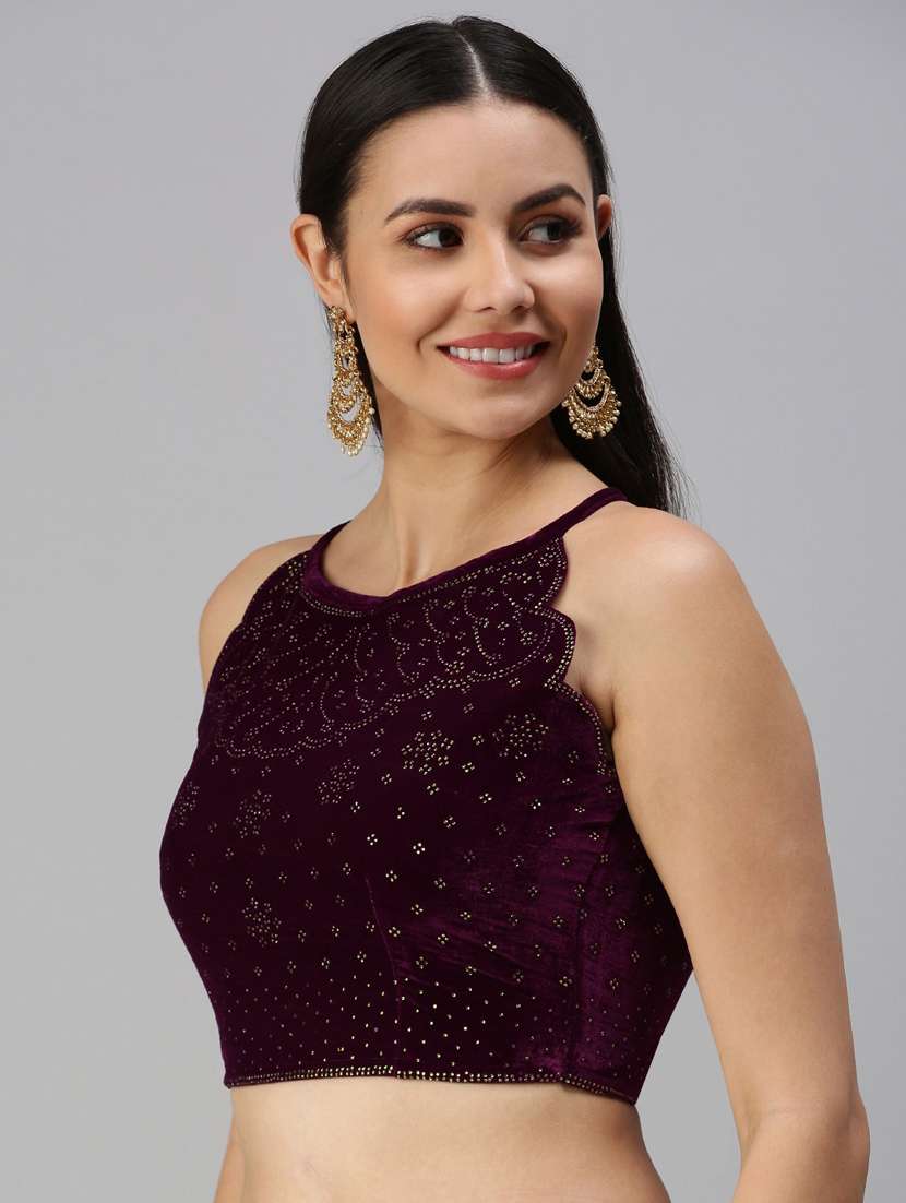 purple self design blouse - 19493285 -  Standard Image - 1