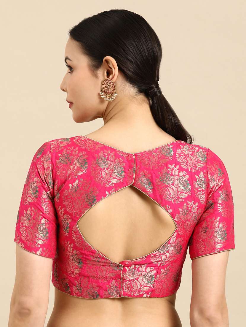 women pink self design stitched blouse - 19493912 -  Standard Image - 1