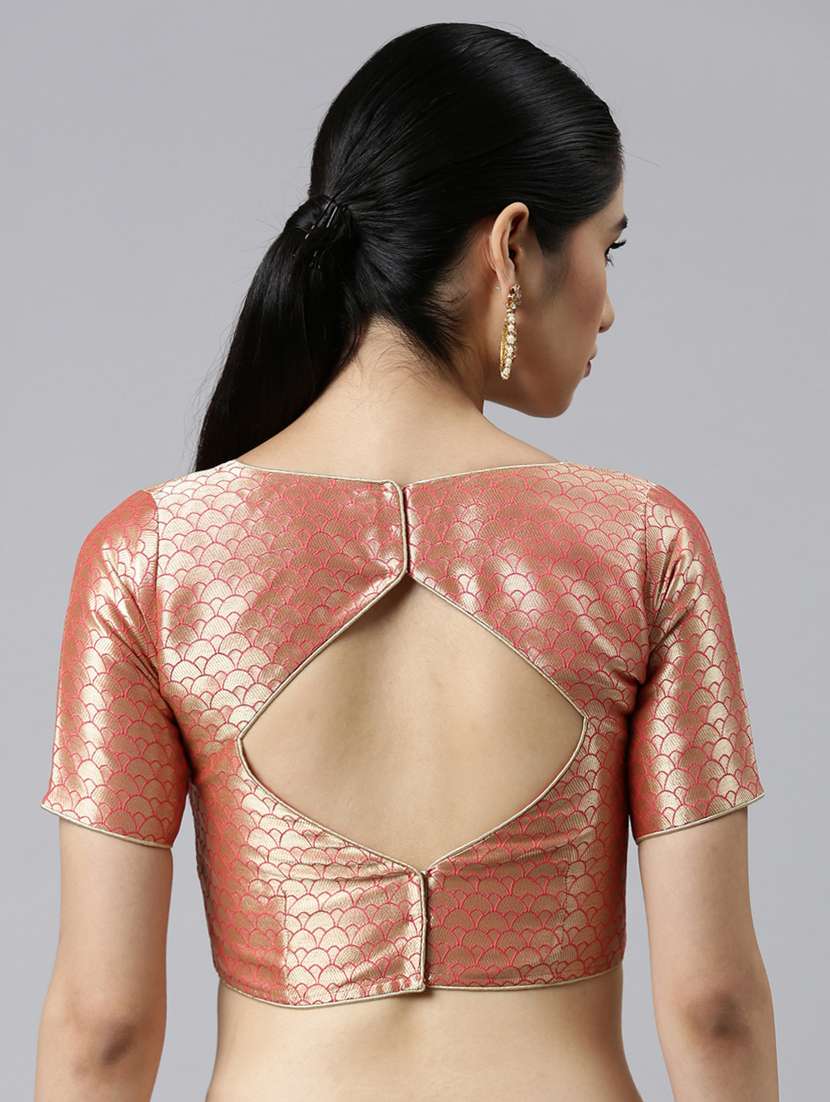 peach brocade art silk blouse - 19493934 -  Standard Image - 1