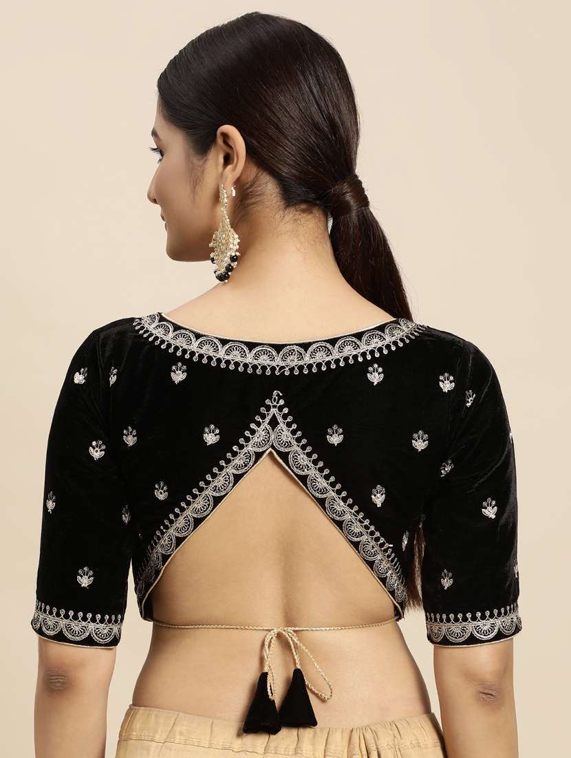 black embroidered velvet blouse - 19493947 -  Standard Image - 1