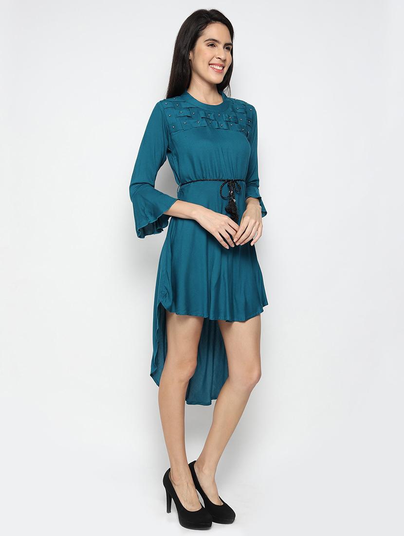 blue crepe high low dress - 19494086 -  Standard Image - 1