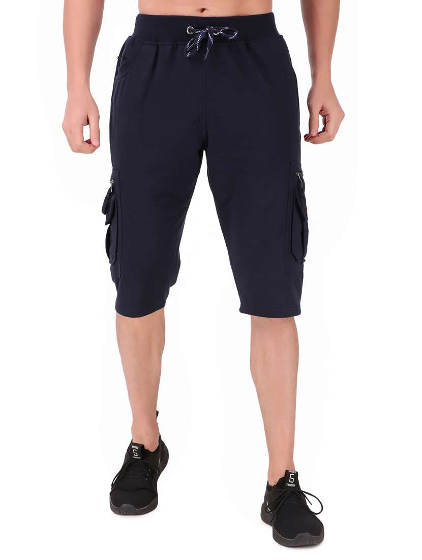 men solid cotton cargo three-fourth - 19494384 - Zoom Image - 0