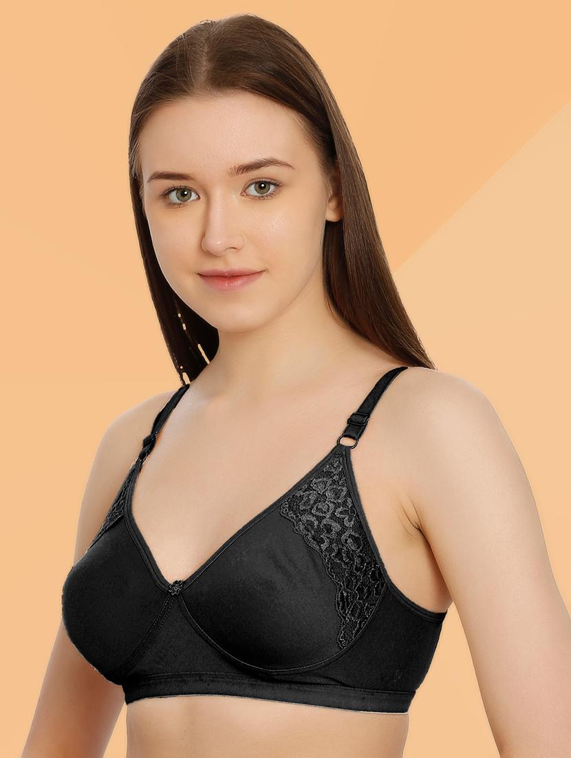 black cotton blend tshirt bra - 19495075 - Standard Image - 1