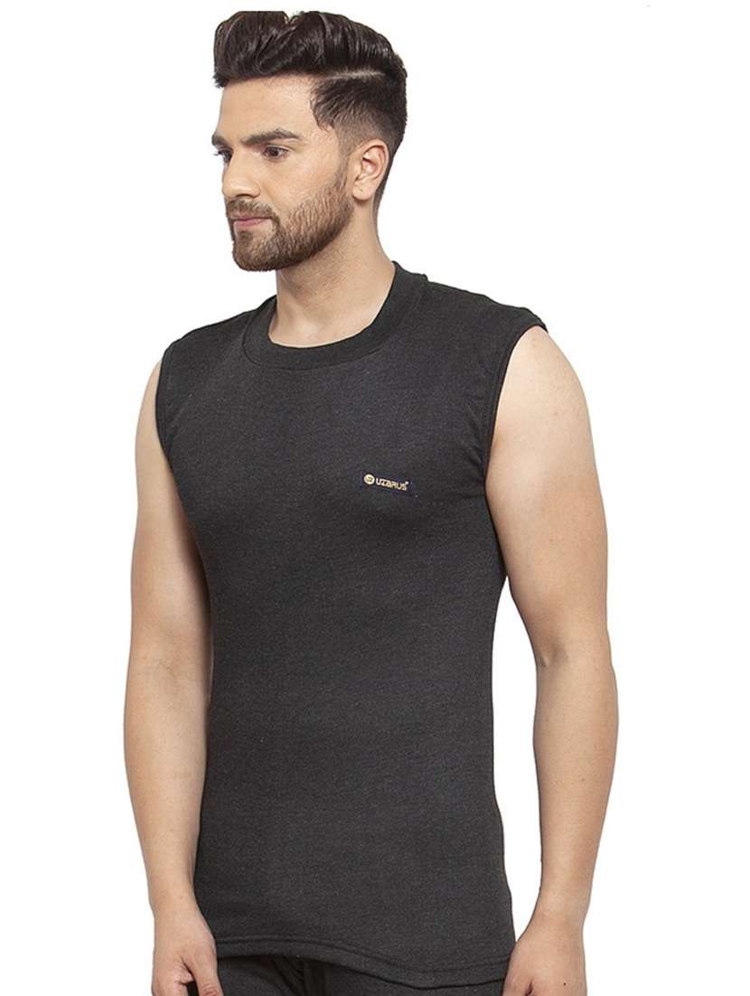 men solids cotton blend vest - 19495103 - Standard Image - 1