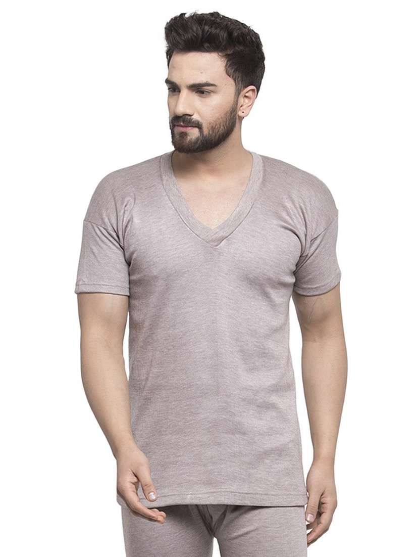 men v neck solid t-shirt