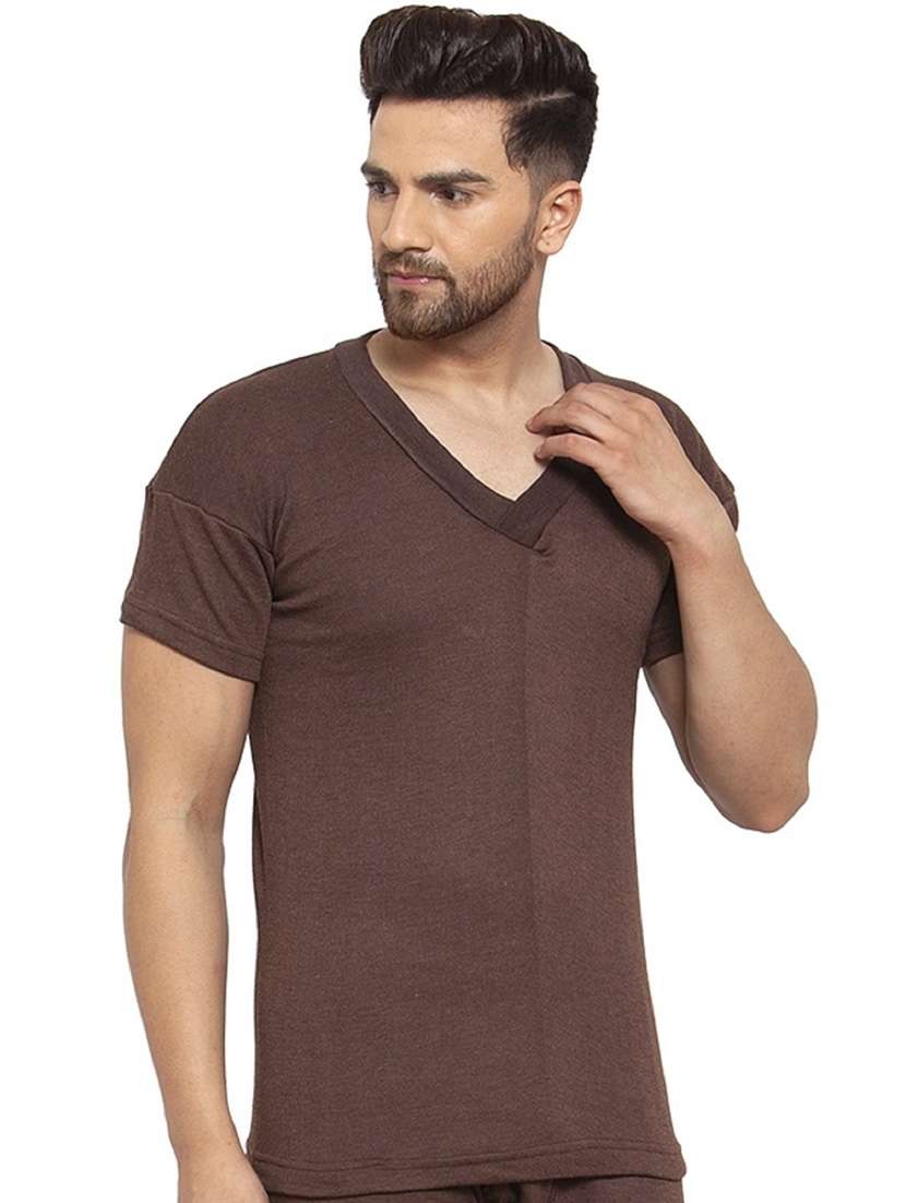 men v neck solid t-shirt - 19495116 - Standard Image - 1