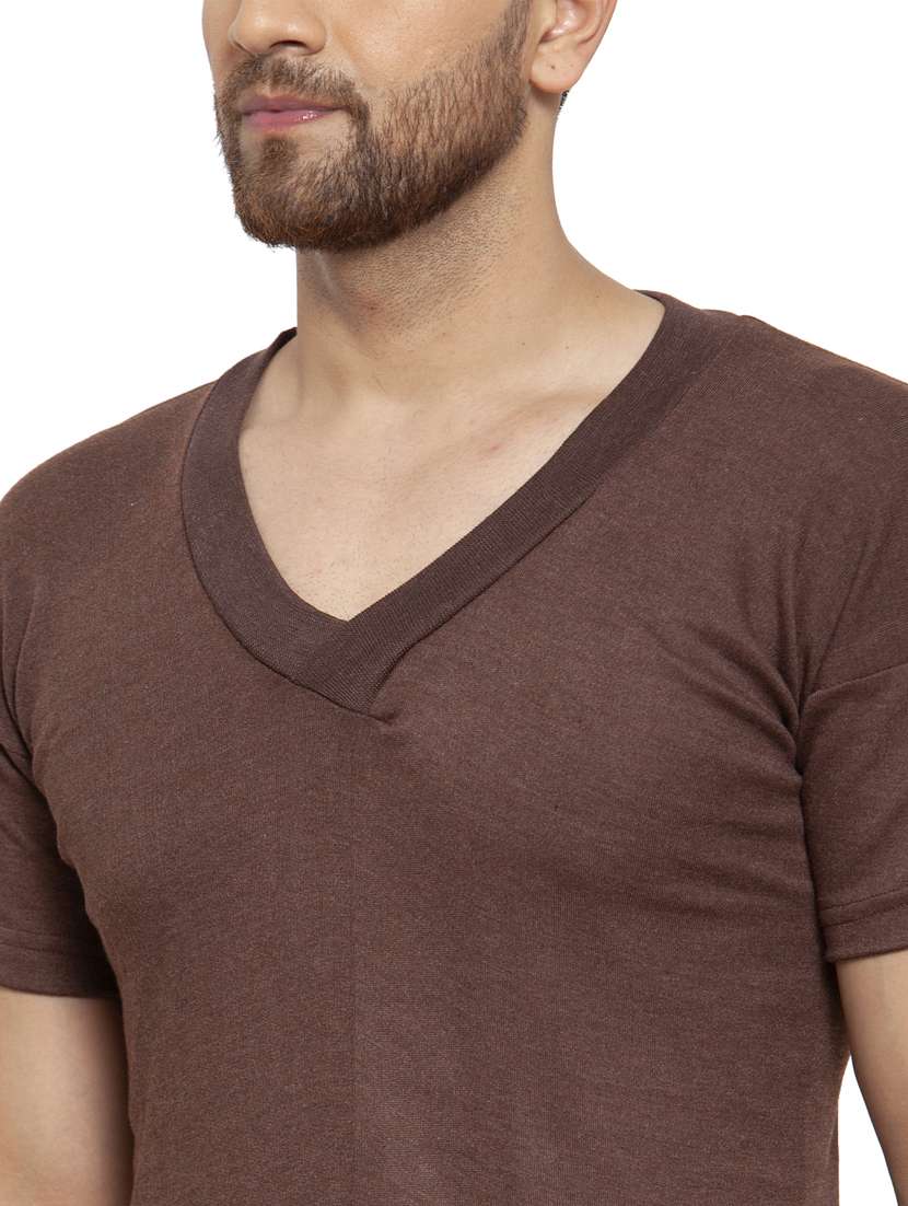 men v neck solid t-shirt - 19495116 - Standard Image - 4