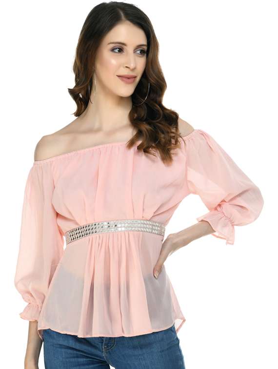 women's peplum off shoulder top
