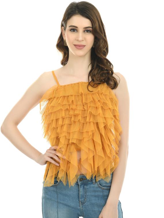 women's ruffle shoulder strap top - 19495265 - Zoom Image - 0