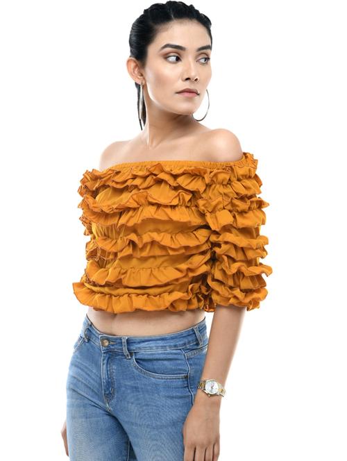 women's ruffle off shoulder top - 19495277 - Standard Image - 0