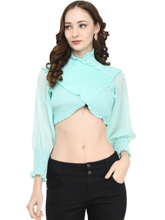 women's crop high neck top - 19495279 - Zoom Image - 0