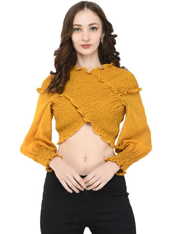 women's crop overlap neck top - 19495294 - Zoom Image - 0