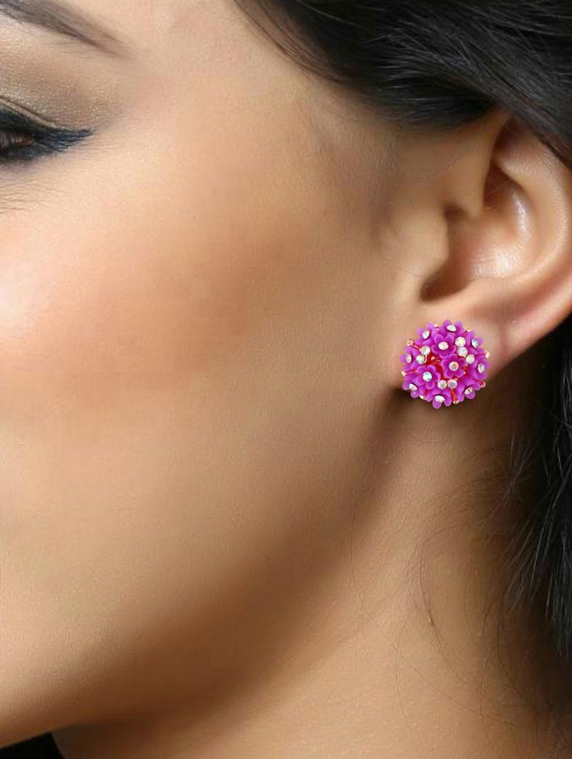 pink brass studs earring - 19495429 - Standard Image - 1