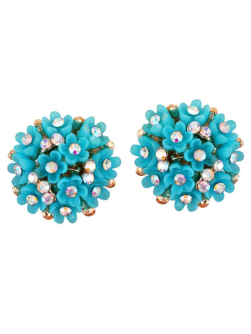 blue brass studs earring