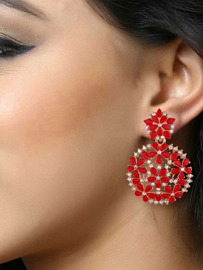red brass chandbali earring - 19495445 -  Standard Image - 1