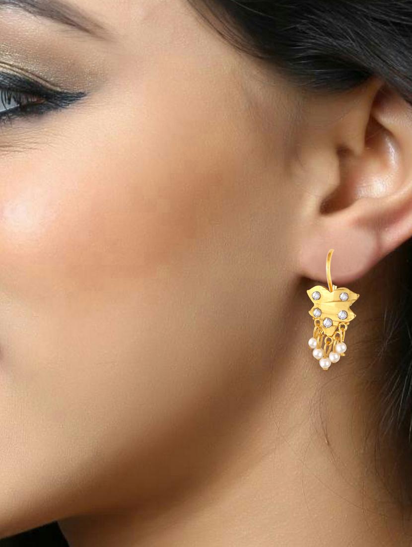 white brass drop earring - 19495455 - Standard Image - 1