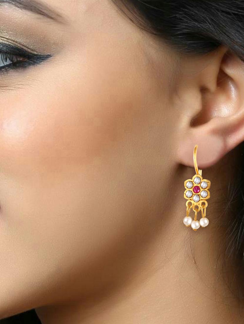 white brass drop earring - 19495465 - Standard Image - 1