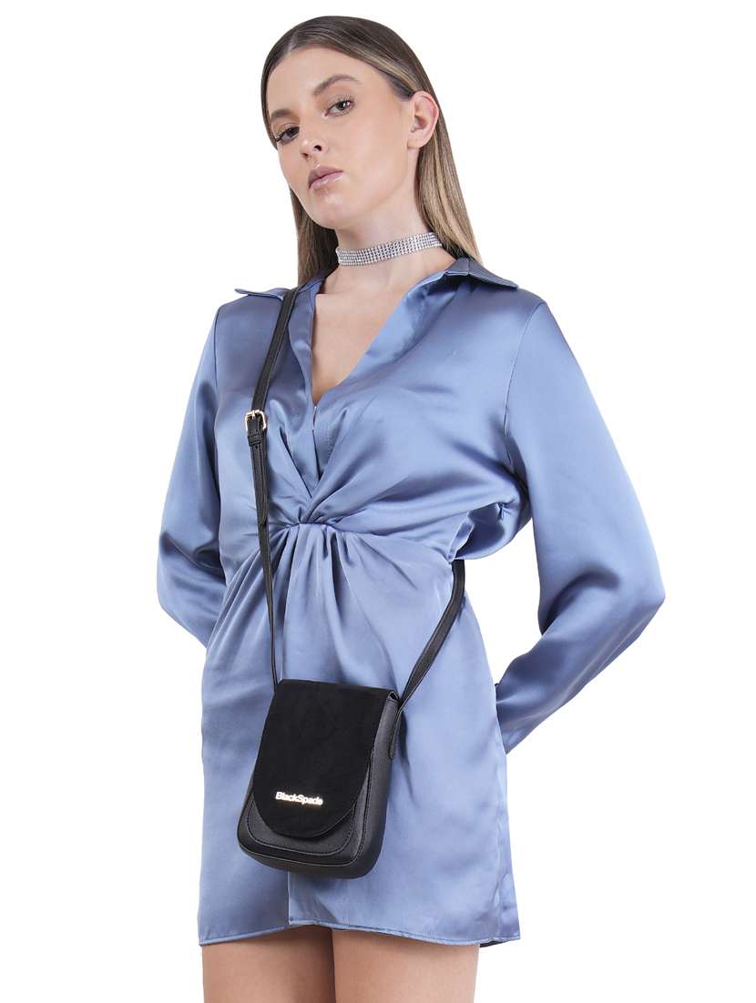 black leatherette (pu) sling bag - 19495474 - Standard Image - 4