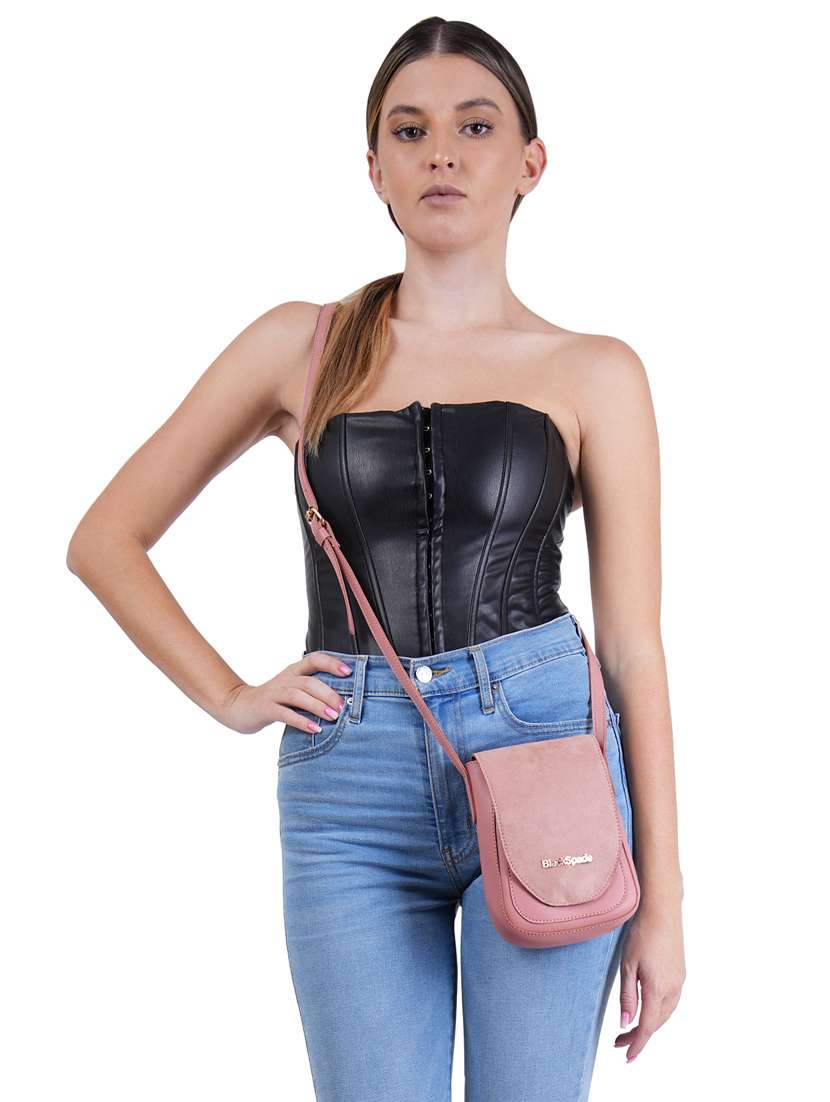 pink leatherette (pu) sling bag - 19495478 - Standard Image - 4