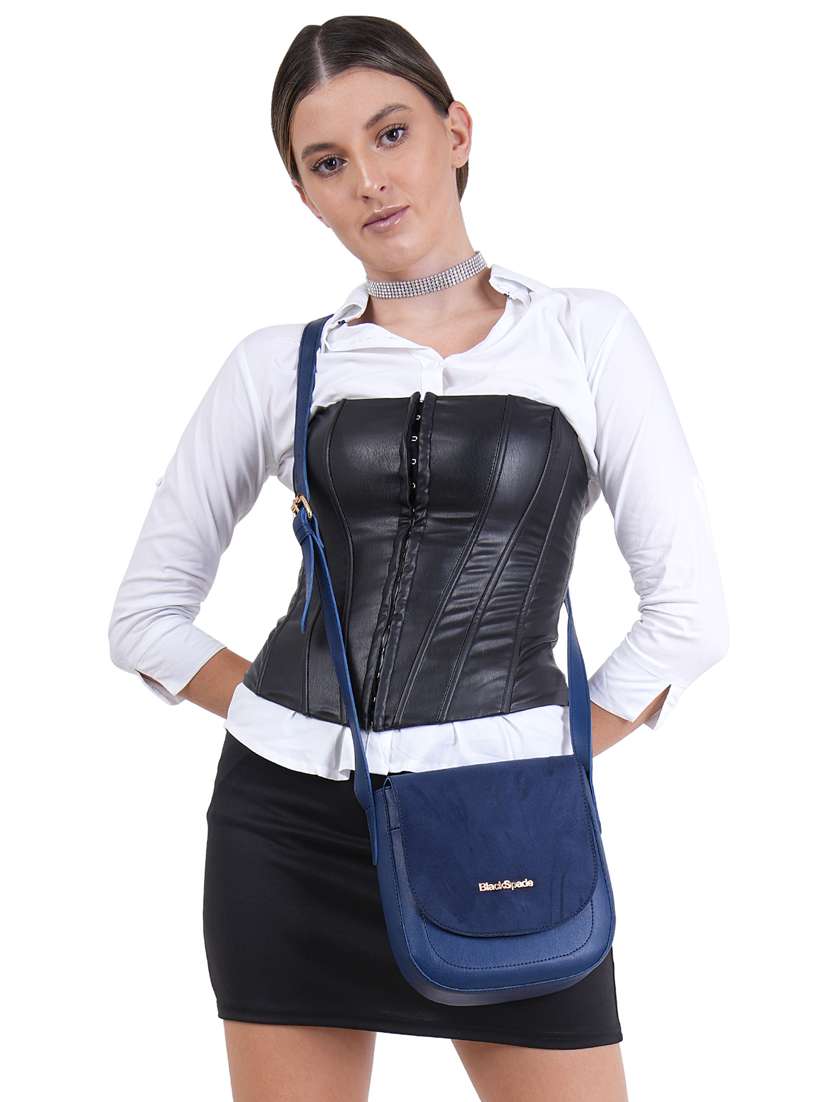blue leatherette (pu) sling bag - 19495500 -  Standard Image - 4