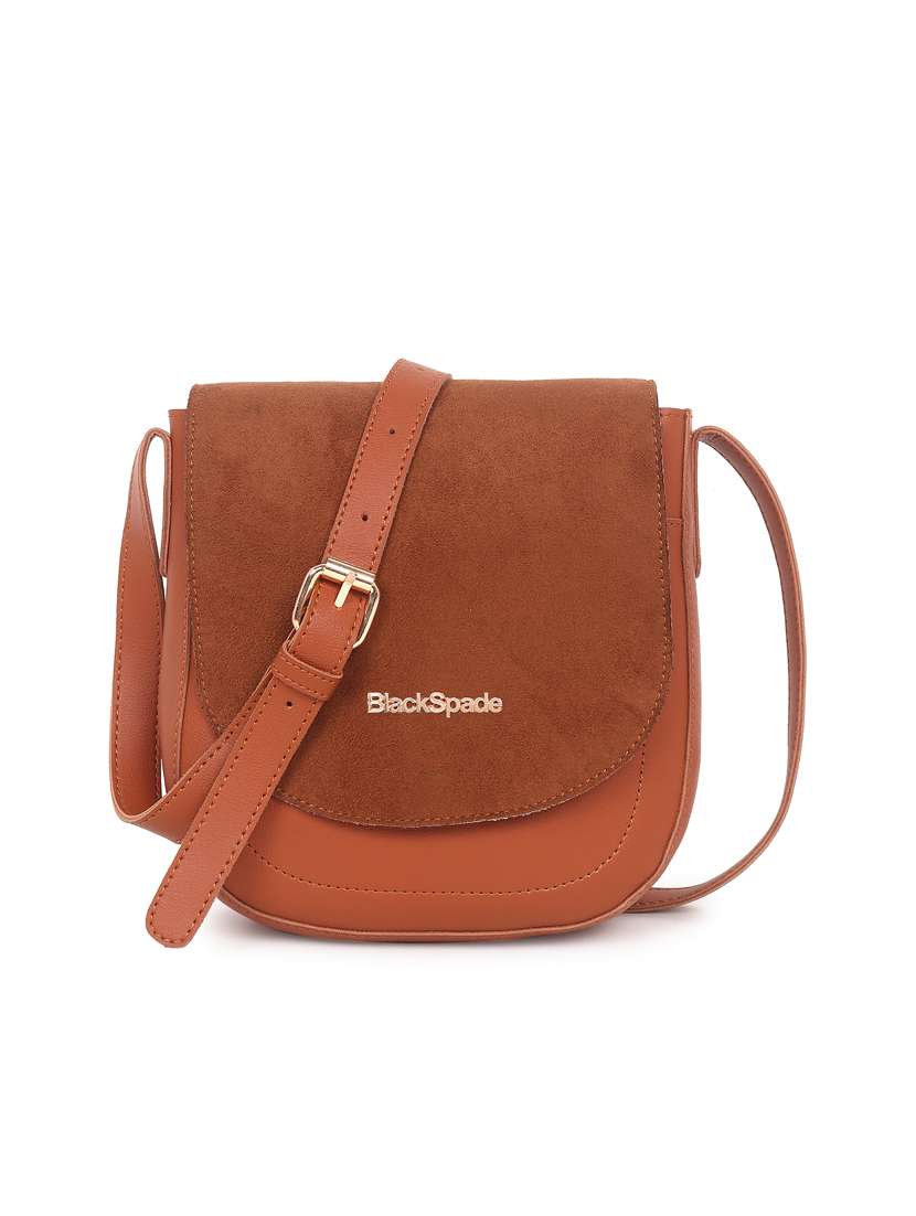 tan leatherette (pu) sling bag