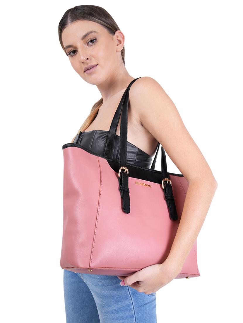 pink leatherette (pu) structured tote - 19495509 - Standard Image - 4