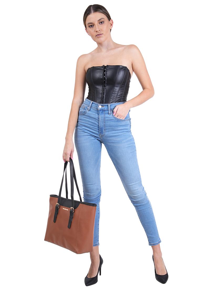 tan leatherette (pu) structured tote - 19495510 - Standard Image - 4