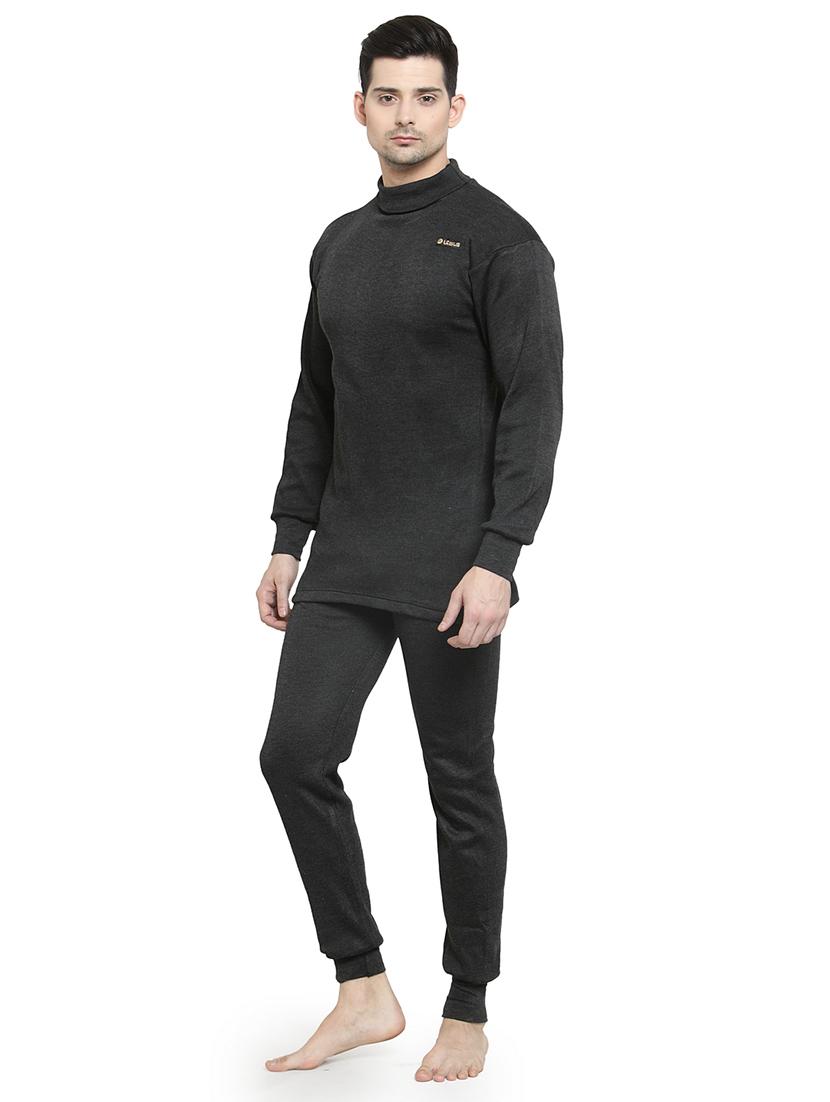 black cotton blend thermal top - 19497509 - Standard Image - 1