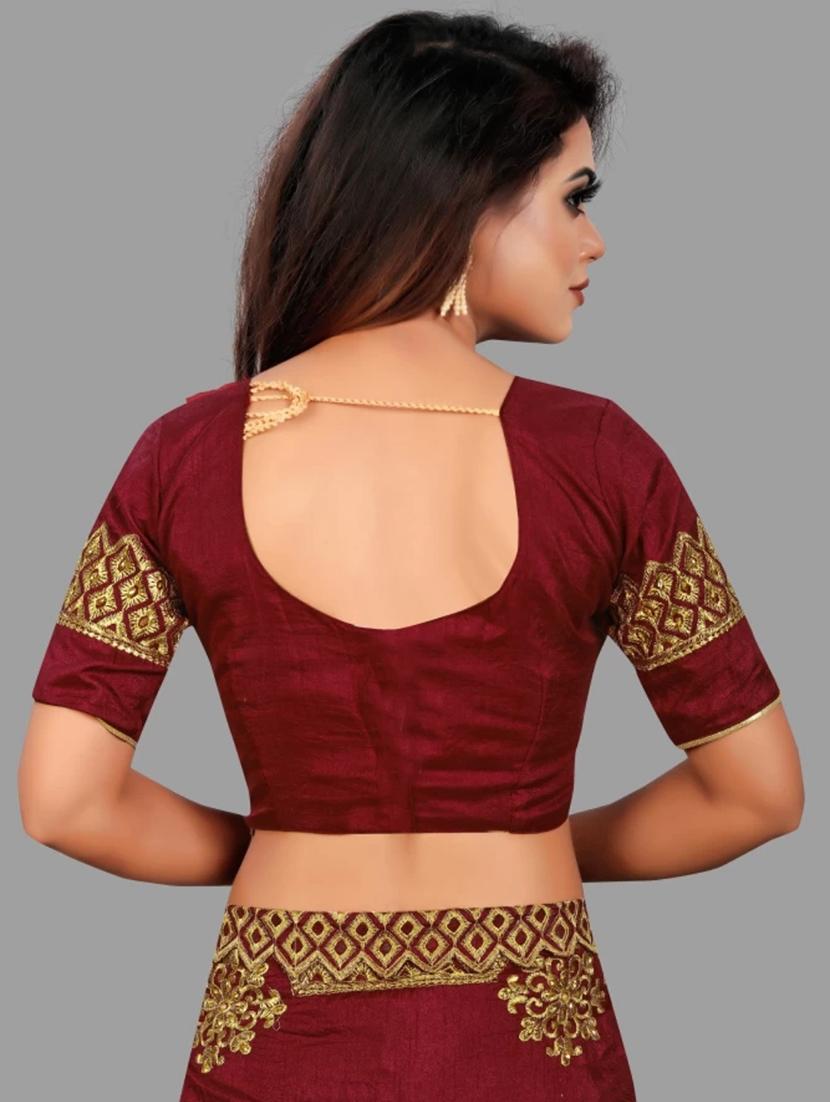 maroon art silk embroidered saree with blouse - 19498373 - Standard Image - 4