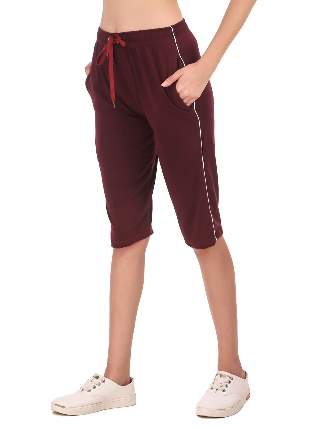 maroon sports capri - 19503825 -  Standard Image - 1