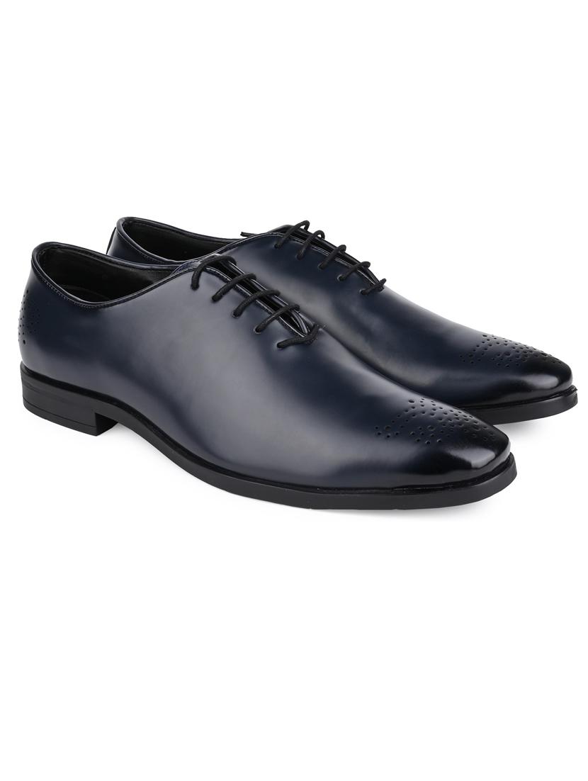 navy leatherette laceup oxfords - 19503986 -  Standard Image - 1