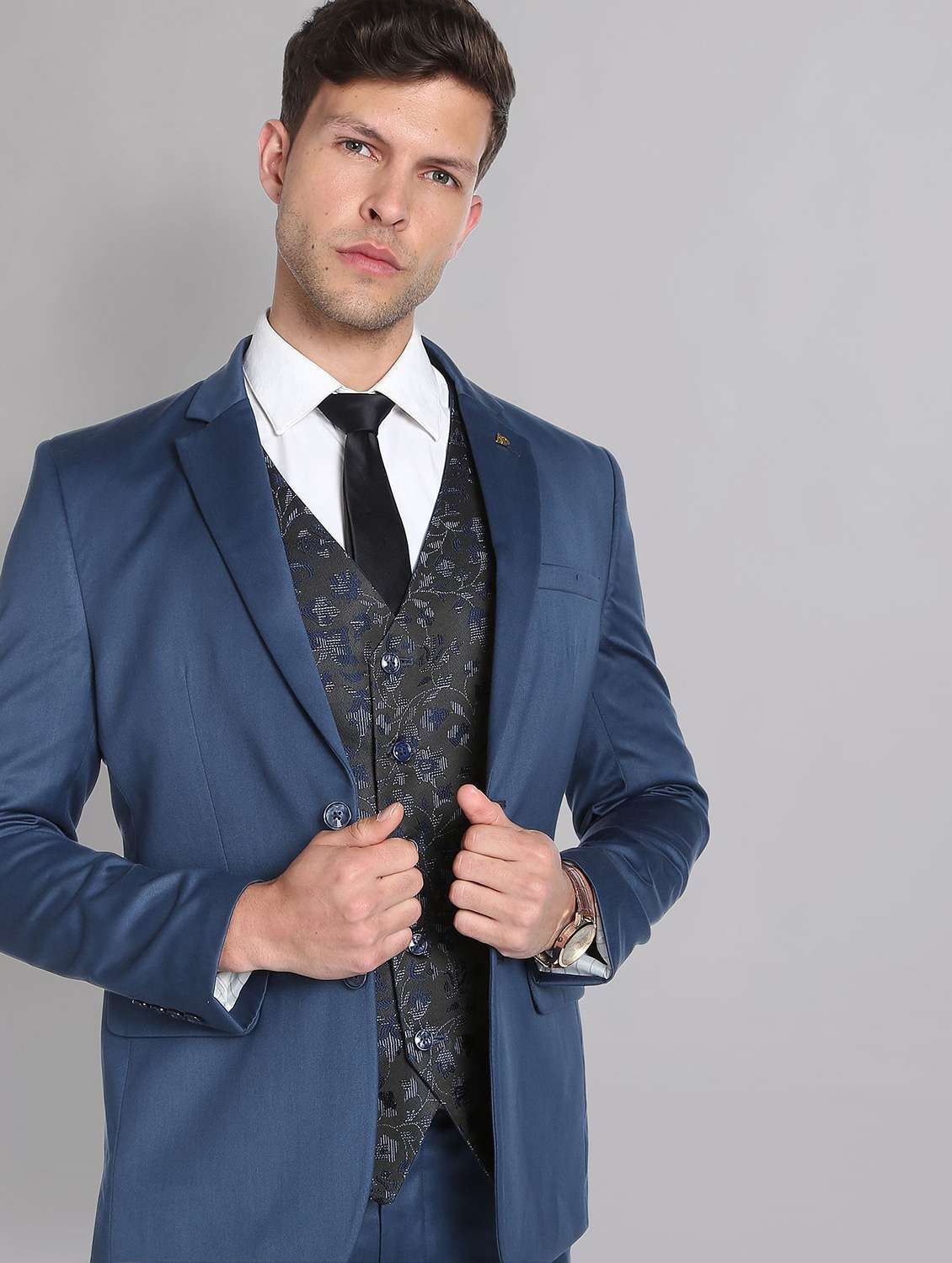 blue terry rayon single breasted suit - 19504064 - Standard Image - 4