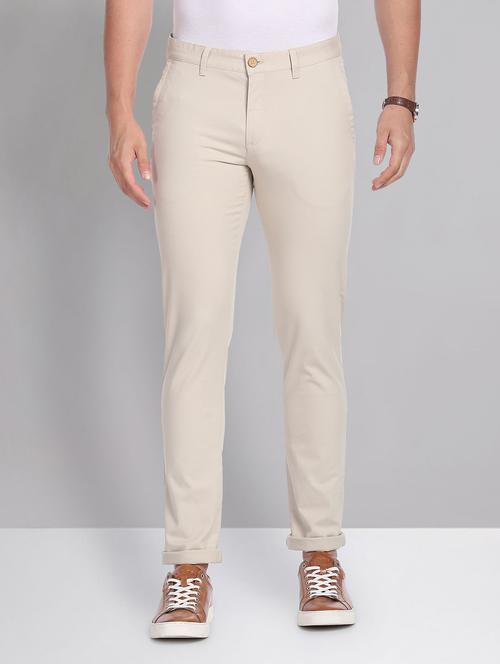 beige cotton chinos casual trousers - 19504074 - Standard Image - 0