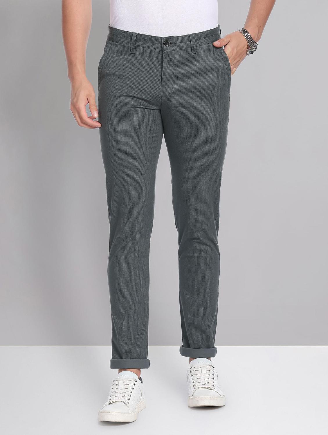 men mid rise self design chinos - 19504076 -  Standard Image - 1