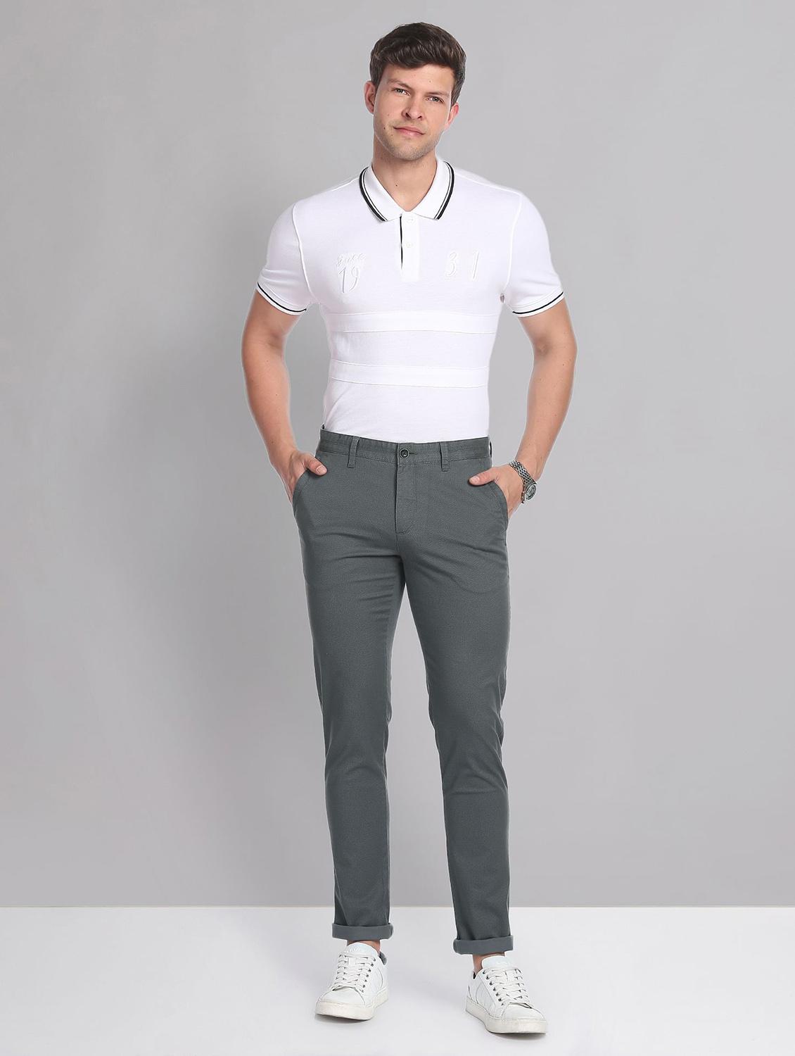 men mid rise self design chinos - 19504076 - Standard Image - 4