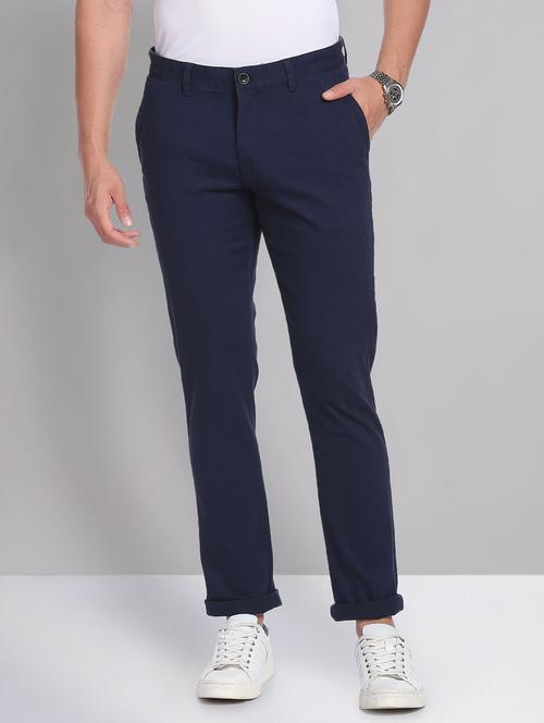 blue cotton chinos casual trousers - 19504079 - Standard Image - 0